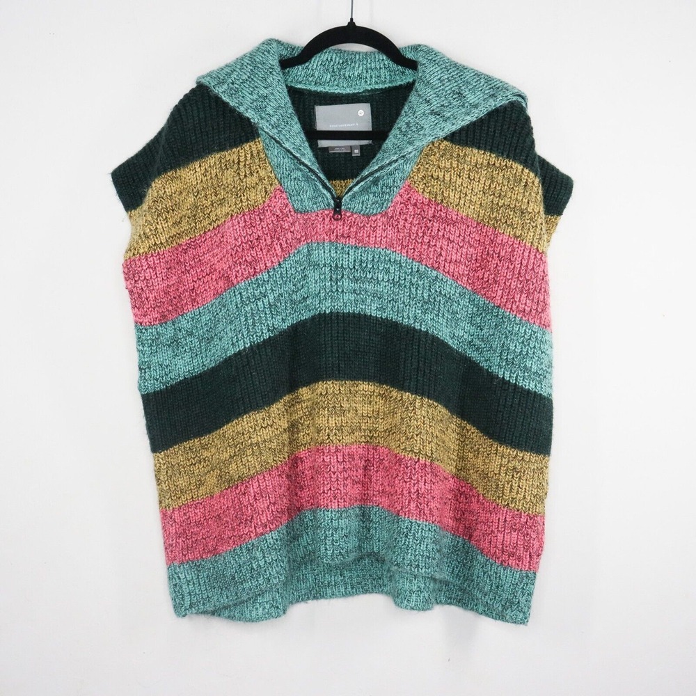 Anthropologie‎ Poncho OS One Size Multicolor Farrow Quarter Zip Boho Striped